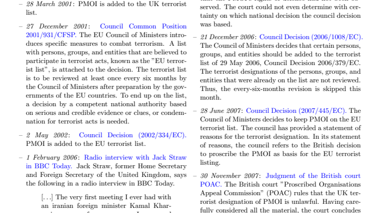 The EU terrorist designation of the PMOI