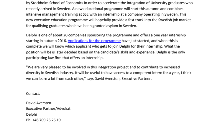 Delphi part of the integration project RAMP initiated by Stockholm School of Economics