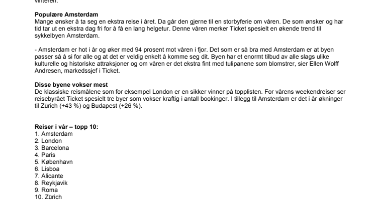 Topp 10: Vårens heteste storbyreiser
