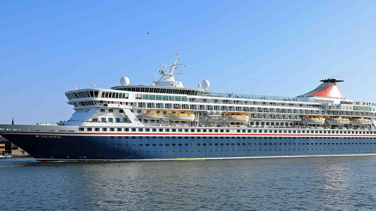 Fred. Olsen Cruise Lines’ 'Balmoral' at the Port of Tyne, Newcastle on 21st April 2019. Copyright: R. Whitelaw 2019.