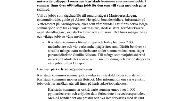 Över 600 lediga sommarjobb