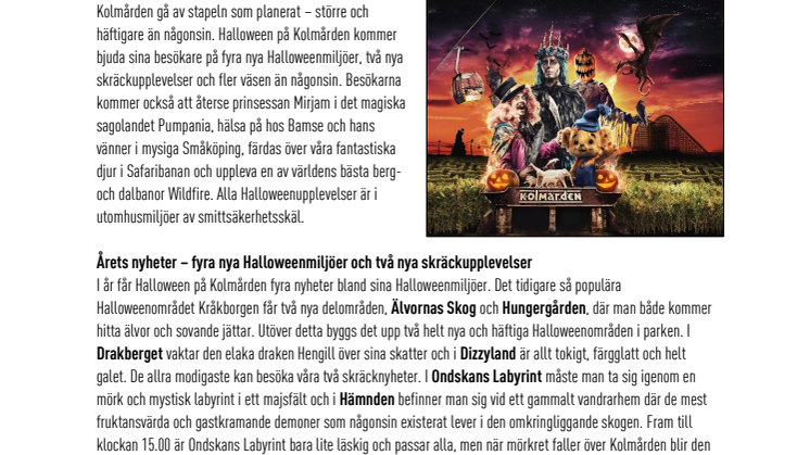 Kolmården storsatsar på Halloween - fler nyheter än någonsin