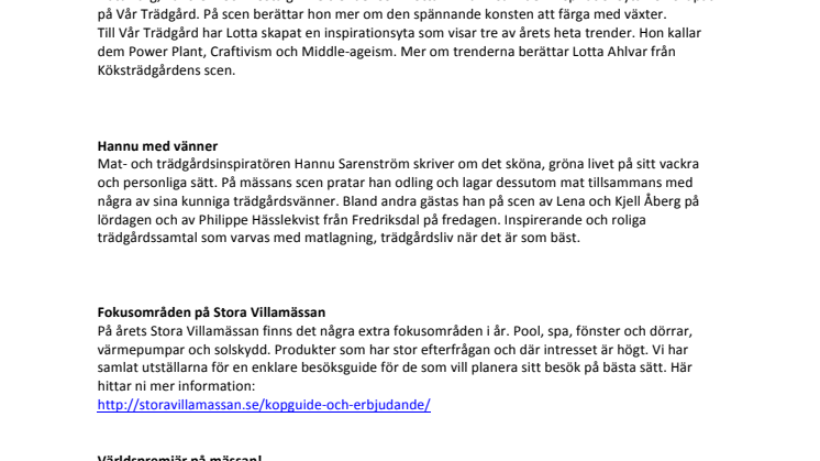 Stora Villamässan & Vår Trädgård - Allt för dig som prioriterar ditt boende och din utemiljö. 