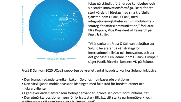 Soluno utnämnd som en ledande UCaaS-leverantör i Europa