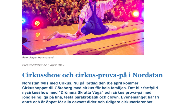 Cirkusshow och cirkus-prova-på i Nordstan