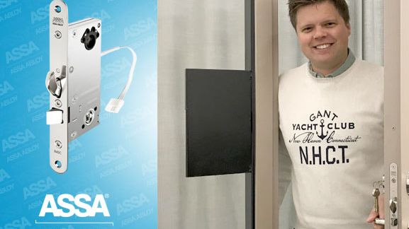 Säkerhetsdörr uppfyller Skyddsklass 2 med ASSA motorlås