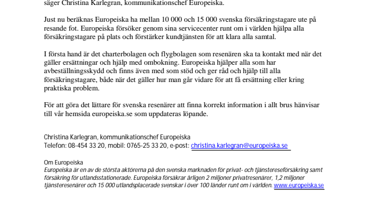 Europeiska förstärker kundtjänst - pressmeddelande 2010-04-16