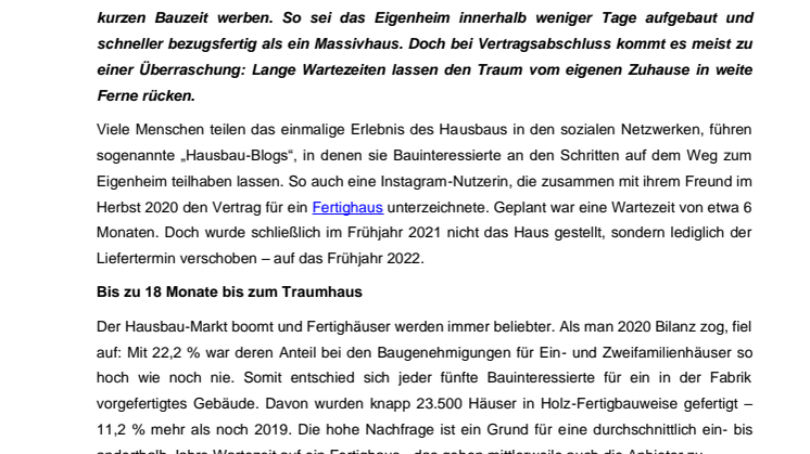 Warteliste Fertighaus: Wenn schnelles Bauen plötzlich doch länger dauert