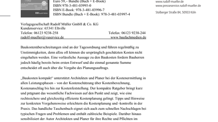 Baukostenplanung kompakt