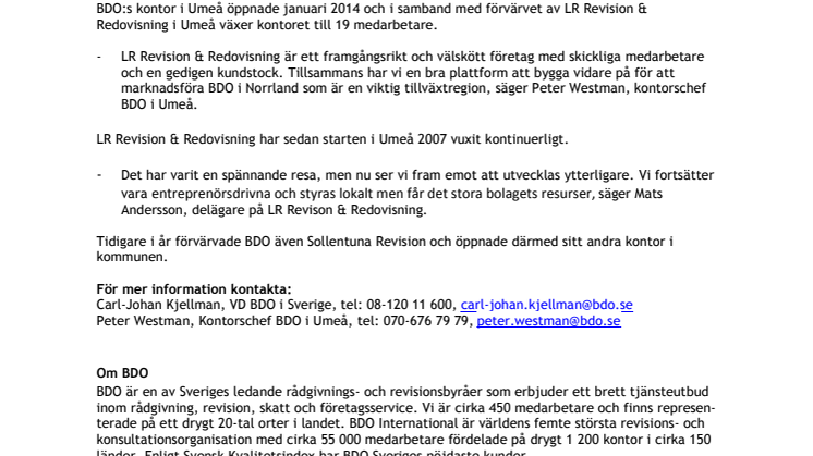 BDO expanderar i Norrland