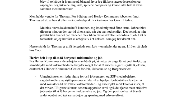 Aspergers og depression ingen hindring for ung Herlev-kokkespire