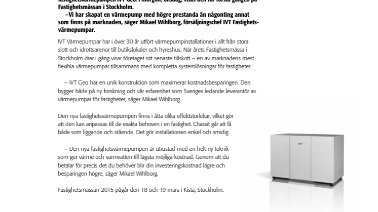 Ny generation fastighetsvärmepumpar – IVT:s stora nyhet på mässan