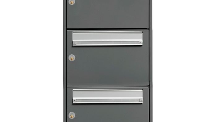 Renz Basic 784 postkasseanlæg - RAL 7012 - 3 fag - med lås