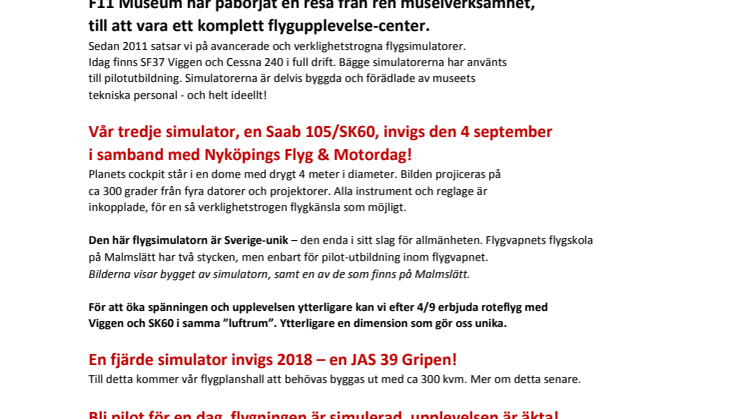 F11 Museum - nu ett fullfjädrat Air Science Center!