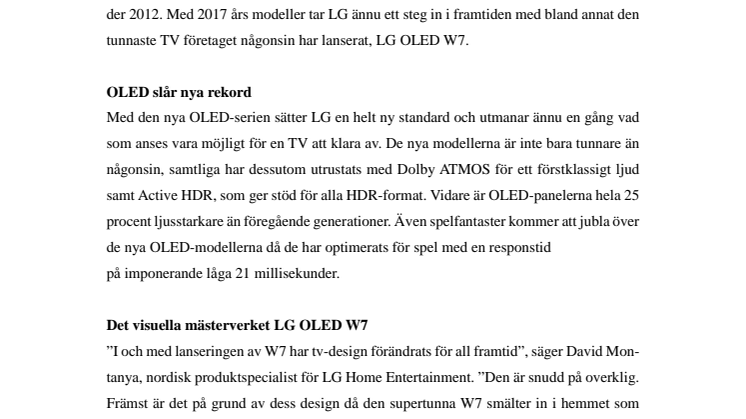 LG revolutionerar tv-branschen med nya supertunna OLED W7