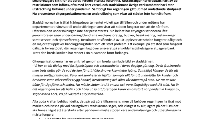 8 av 10 näringsidkare är tydliga: statens coronastöd fungerar inte