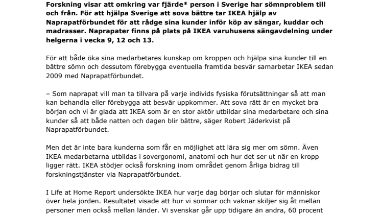Naprapater på IKEA ska få Sverige att sova bättre 