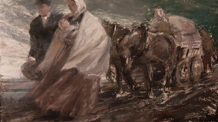 Eduards D Dzenis, Flyktingar, 1947, pastell på papper