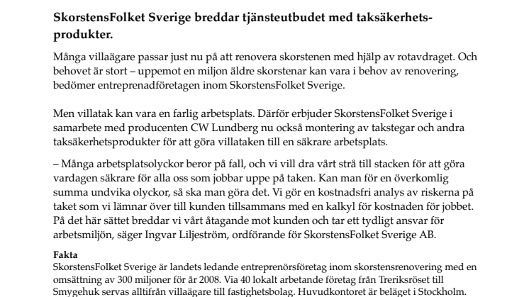 Säkra tak - nyhet inom SkorstensFolket Sveriges tjänsteutbud