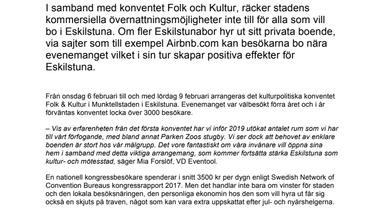 Eskilstunas hotell snart fullbokade – nu behövs invånarnas hjälp
