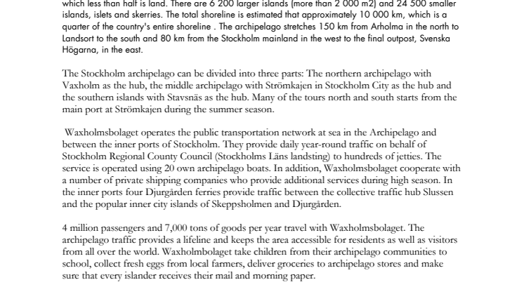 Facts: About the Stockholm Archipelago