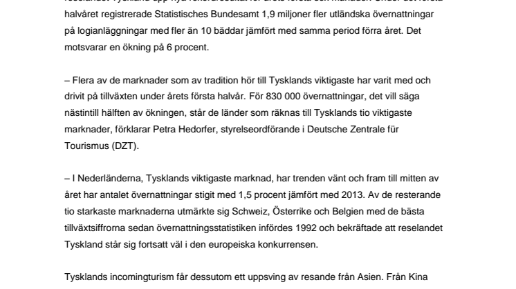 Tysklands incoming upp 6 procent under första halvåret