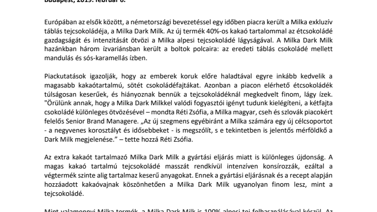Megérkezett a Milka Dark Milk 