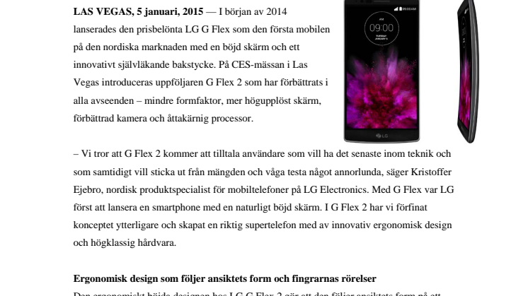 NORDENS FÖRSTA BÖJDA SMARTPHONE FÖLJS NU  UPP MED LG G FLEX 2