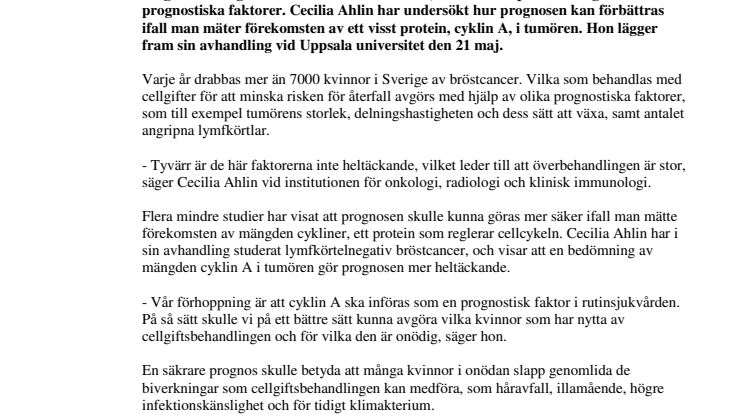 Onödiga cellgiftsbehandlingar kan undvikas genom proteinstudier