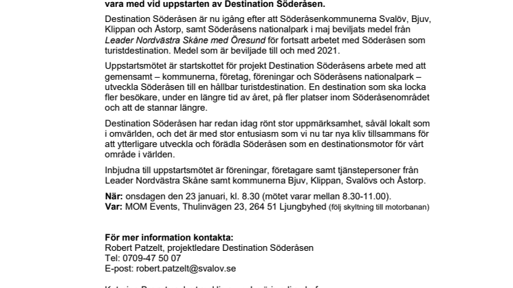 Pressinbjudan: Destination Söderåsen samlar sig för Kickoff!
