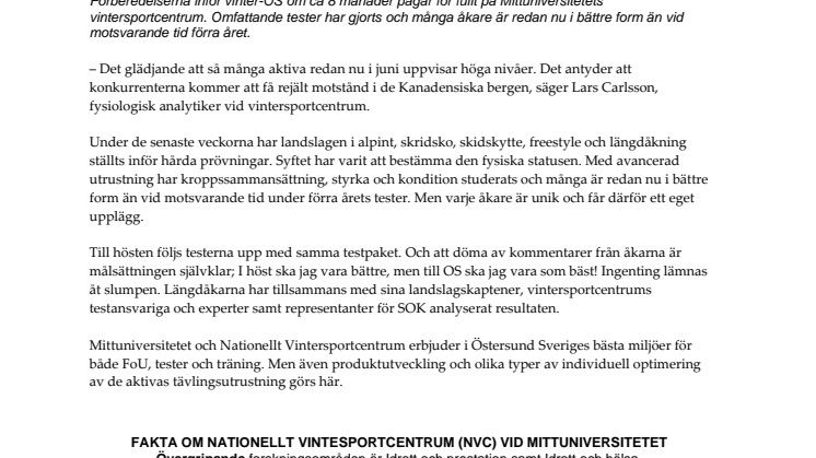 Mittuniversitetet och SOK samarbetar inför OS i Vancouver