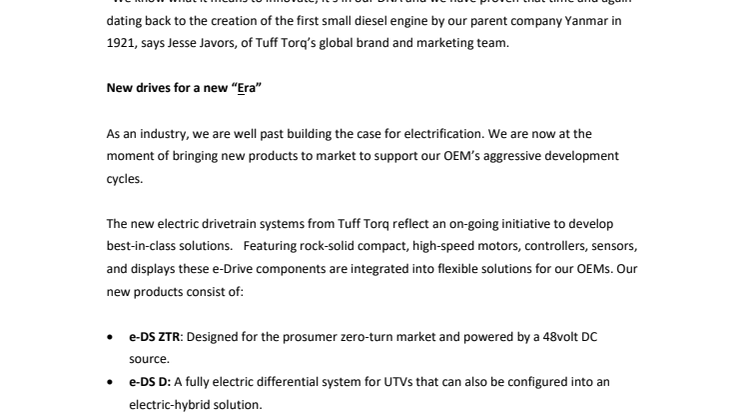 Tuff Torq Corporation debuts new electric and hybrid drivetrain units at GIE Expo 2019