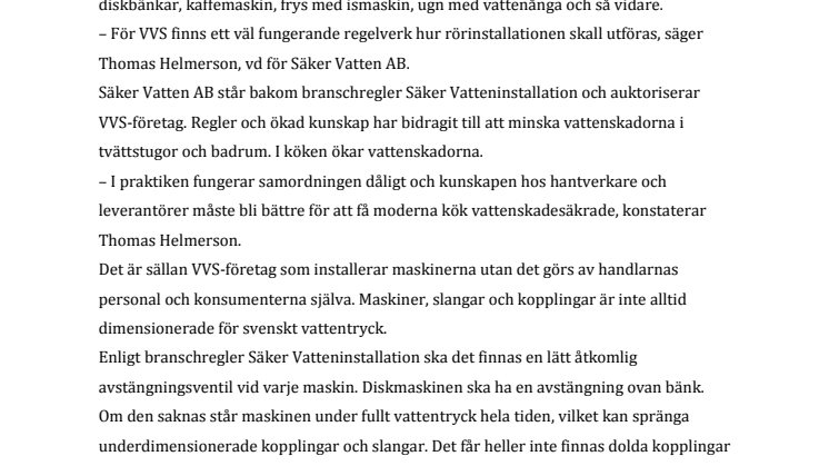 Vattenskador i kök ökar