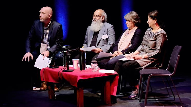 L-R: Professor Matt Baillie Smith, Northumbria University; Professor Shekhar Seshadri, National Institute of Mental Health and Neuro Sciences, India; Dr Renu Khosla, Centre for Urban and Regional Excellence, India; and Professor Ravinder Kaur, IIT