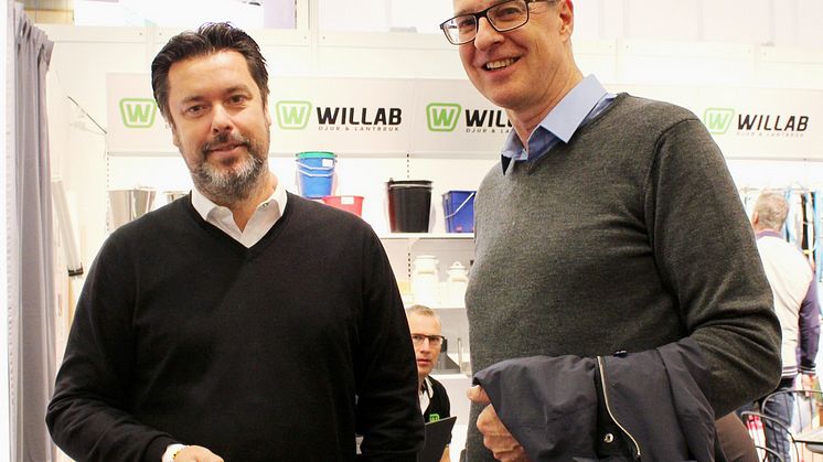 Niclas Arnelin, vd på Willab och Lars Niska, Fenciflex på Lantbruksmässan Elmia i Jönköping