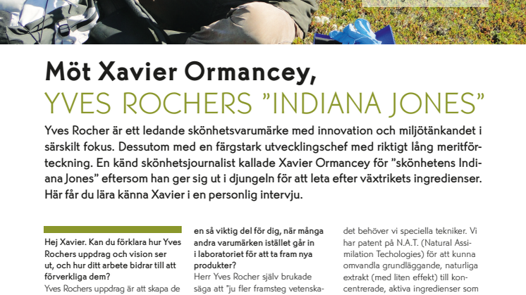 Intervju Xavier Ormancey, forsknings- och utvecklingschef Yves Rocher