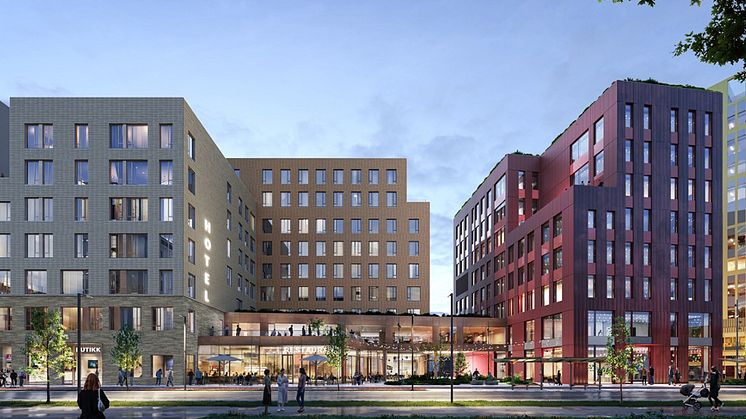 Habiliteringssenteret skal etableres i 3. og 4. etasje i bygget til høyre på bildet, like ved gangbroen fra togstasjonen. 