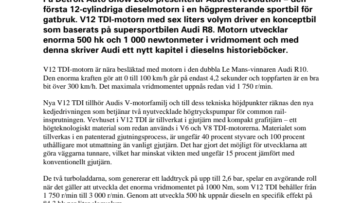 Förstklassigt vridmoment i Audi R8 V12 TDI koncept
