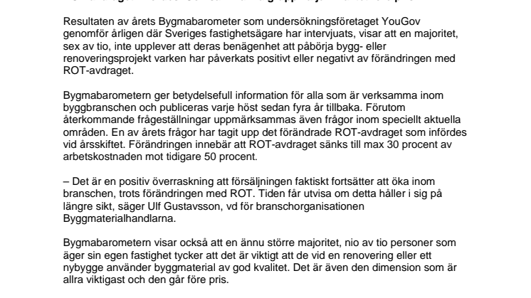 Majoriteten påverkas inte av förändrat ROT-avdrag