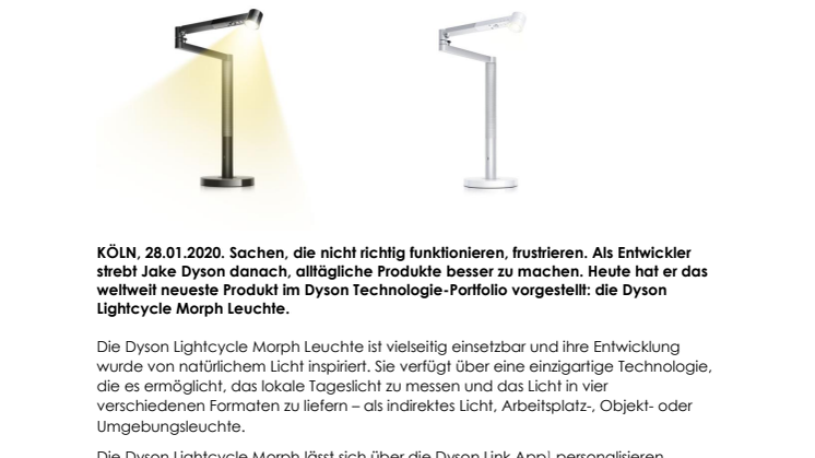 Die neue Dyson Lightcycle Morph Leuchte: eine Leuchte, vier Möglichkeiten