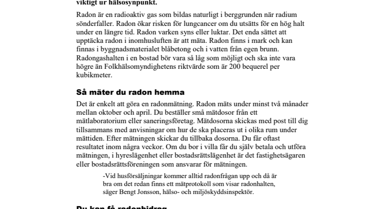 Dags att mäta radon hemma
