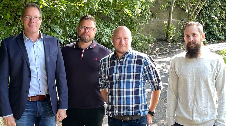Teknikutbildarnas nyrekrytering. fv Martin Lemon, Marcus Strandberg, Anders Sivén, Henrik Blomstedt