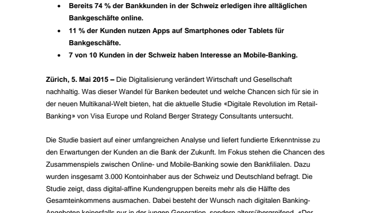 Das digitale Angebot im Schweizer Retail-Banking birgt noch viel Potential und wird von Kunden begrüsst