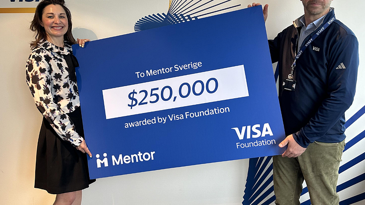 Visa Foundation donerar över 2,6 miljoner till stiftelsen Mentor Sverige för att hjälpa utsatta ungdomar genom mentorskap 