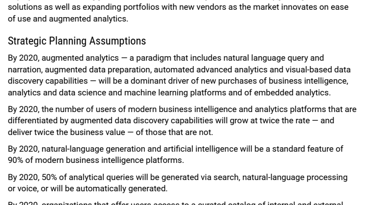 Gartner’s Magic Quadrant 2018 - Analytics and Business Intelligence Platforms 