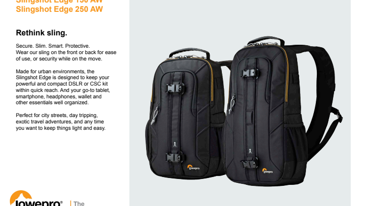 Lowepro Slingshot Edge, specifiaktioner