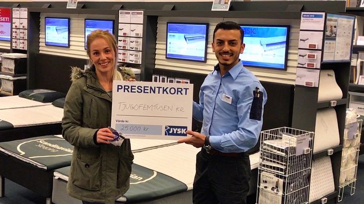 ​Johanna Nilsson från Umeå var en av de fem vinnarna av det stora priset från JYSK!