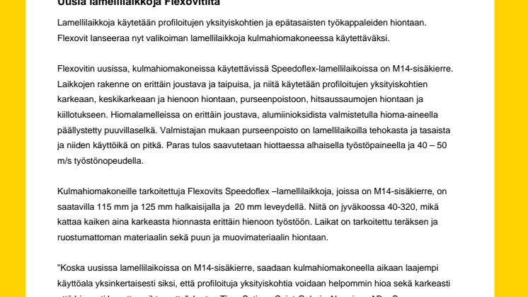 Uusia lamellilaikkoja Flexovitilta