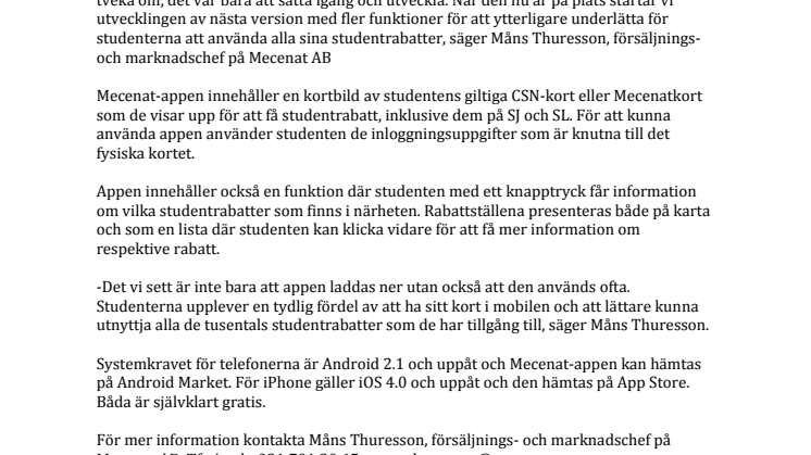 CSN-kortet och Mecenatkortet i mobilen – nu också för Android-telefoner
