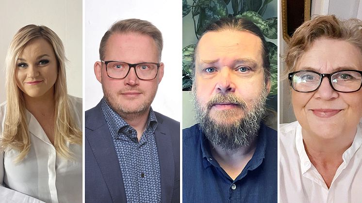 Moa Åström, chef för IFO, Mikael Gidlöf, chef för Välfärdsförvaltningen, Välfärdsnämndens ordf Carl-Gunnar Krooks (S) och vice ordf Anette Agrell.